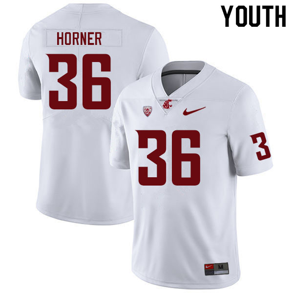 Youth #36 Tre Horner Washington State Cougars College Football Jerseys Sale-White
